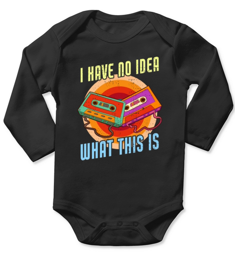 Vintage 80s 70s Cassette Retro Long Sleeve Baby One-Piece