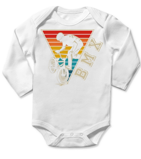 Vintage BMX Freestyle Bike Stunt Boys Biking Long Sleeve Baby One-Piece