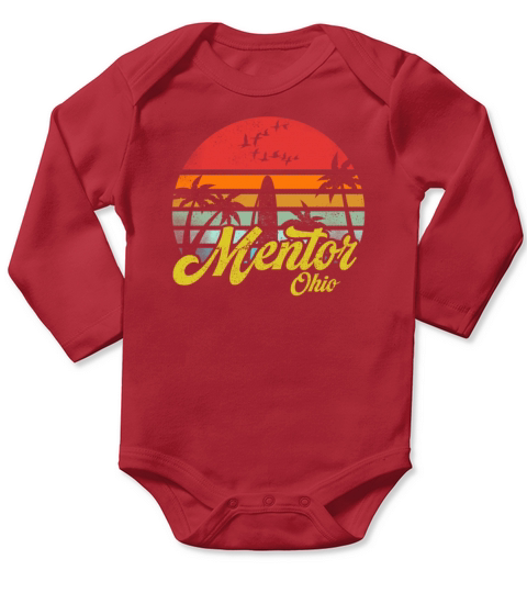Vintage Mentor Ohio Surfing Retro Surf Humor Pun Long Sleeve Baby One-Piece