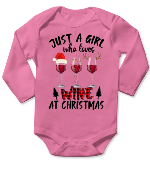 Merry Christmas Wine Santa Lights Reindeer Long Sleeve Baby One-Piece