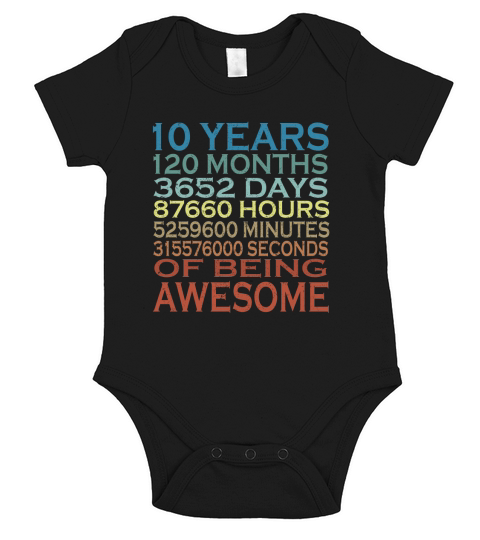 10 Years Old Birthday Vintage Short Sleeve Baby One-Piece