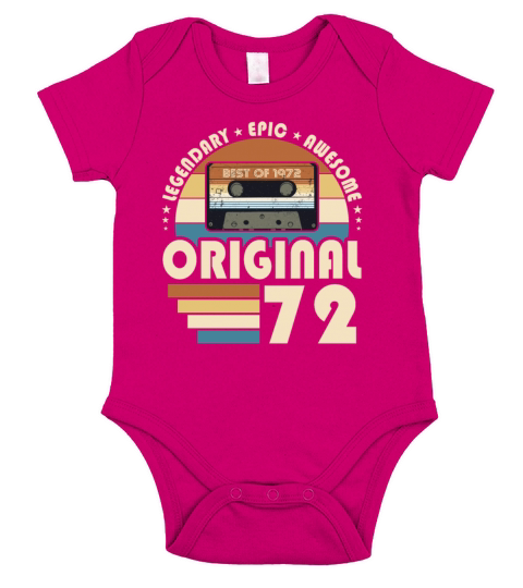 50th birthday vintage 1972 original 1972 Short Sleeve Baby One-Piece
