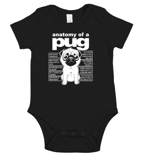 Anatomy of a Pug Short Sleeve Baby One-Piece