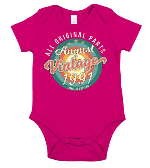 Birth Year 1991 In August Short Sleeve Baby One-Piece