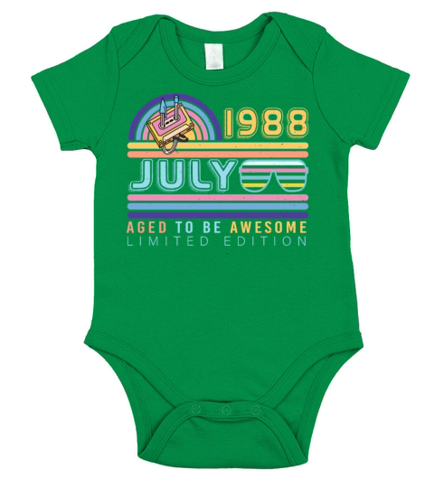 Birthday Greeting For July 1988 Short Sleeve Baby One-Piece