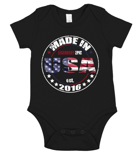 Birthday Saying Born USA 2016 Short Sleeve Baby One-Piece