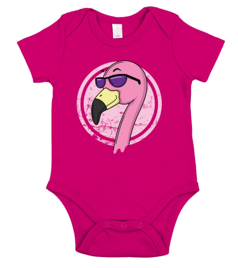 Flamingo with sunglasses Short Sleeve Baby One-Piece