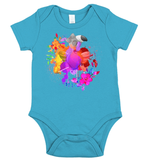 Flower Dance Flamingo Splash of Colors Art Short Sleeve Baby One-Piece