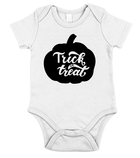 Halloween Trick Or Treat In Pumpkin Short Sleeve Baby One-Piece