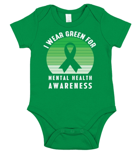 I Wear Green for Mental Health Awareness Vintage Short Sleeve Baby One-Piece
