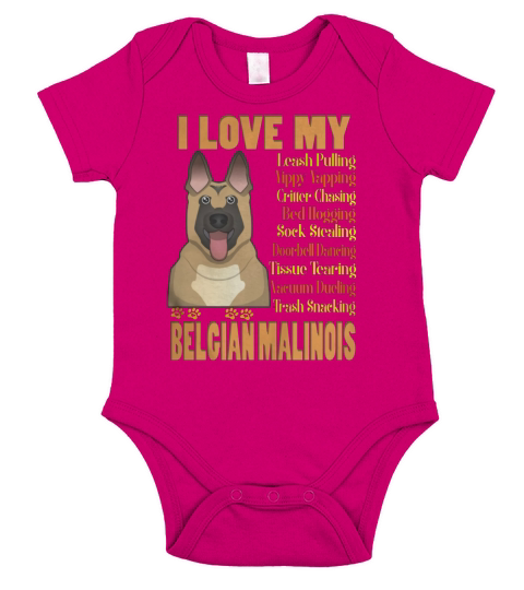 LOVE WITH BELGIAN MALINOIS DOG (13) Short Sleeve Baby One-Piece