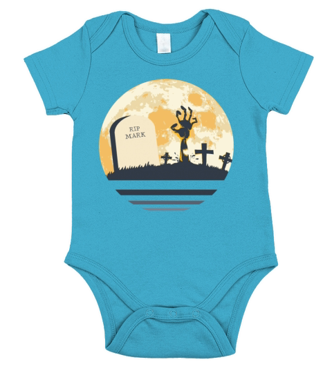MARK Grave Tombstone Halloween Zombie Spooky Short Sleeve Baby One-Piece