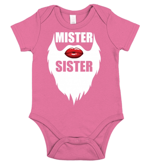 Mister Sister Bearded Men Red Lips Funny Short Sleeve Baby One-Piece
