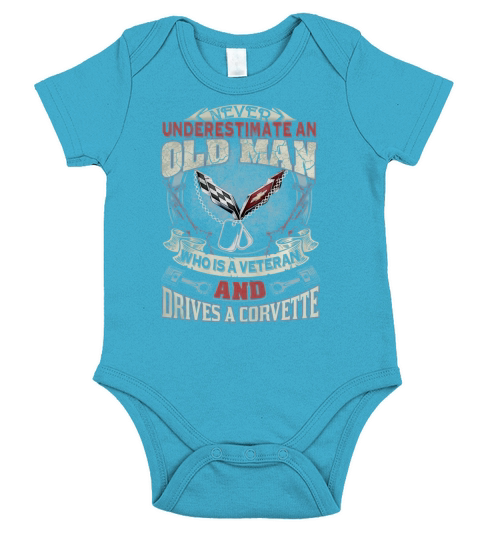 NEVER UNDERESTIMATE VETERAN CORVETTE Short Sleeve Baby One-Piece