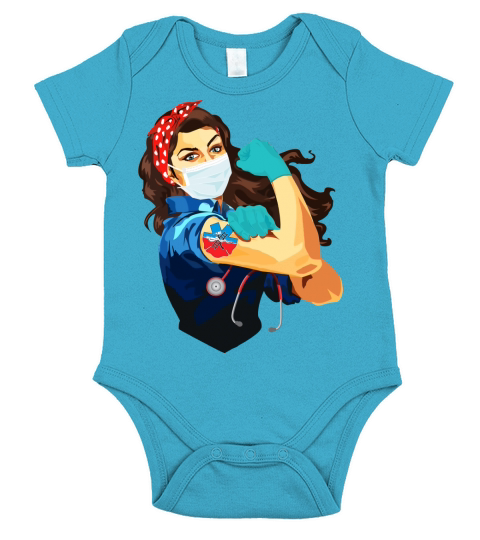 Nurse Fire Ems Emergency Frontline Workers Nurse Strong Rosie Riveter Short Sleeve Baby One-Piece