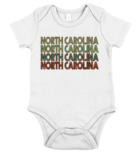 Retro America State Flag Vintage North Carolina Short Sleeve Baby One-Piece