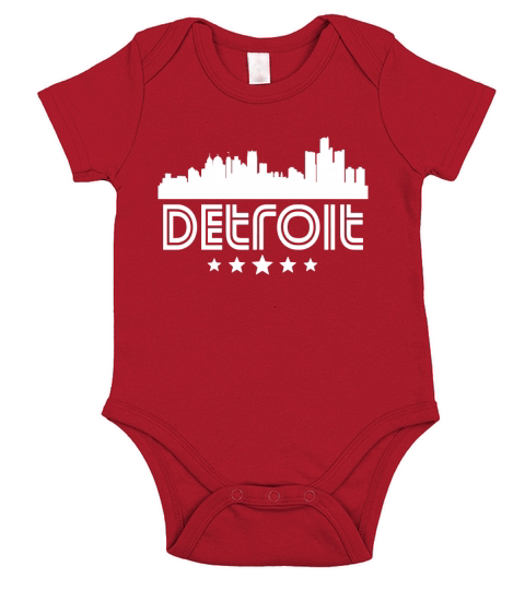 Retro Detroit Skyline Short Sleeve Baby One-Piece
