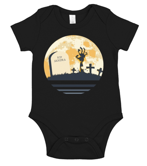 SANDRA Grave Tombstone Halloween Zombie Spooky Short Sleeve Baby One-Piece