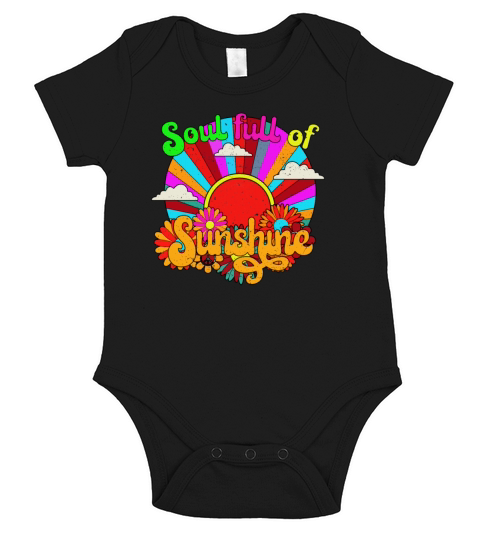 Soul Full Of Sunshine - colorful retro sun Short Sleeve Baby One-Piece
