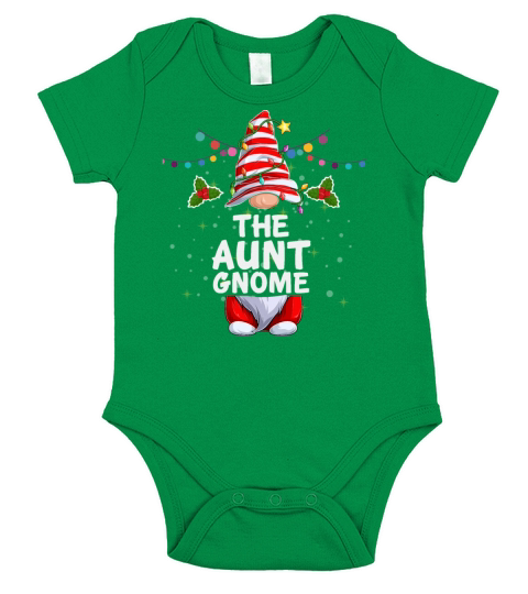 The Aunt Gnome Christmas Holiday Family Short Sleeve Baby One-Piece