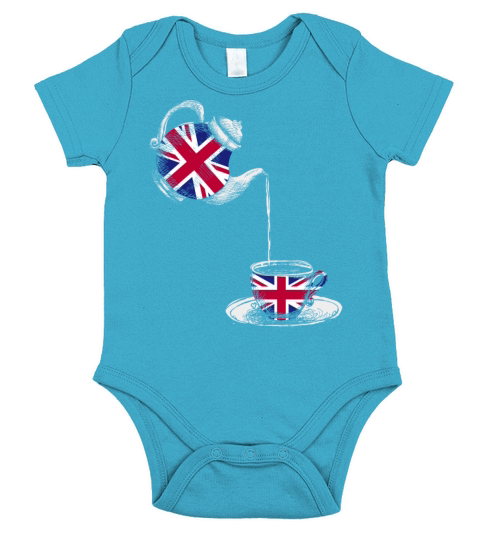 Union Jack Flag with Tea cup Short Sleeve Baby One-Piece