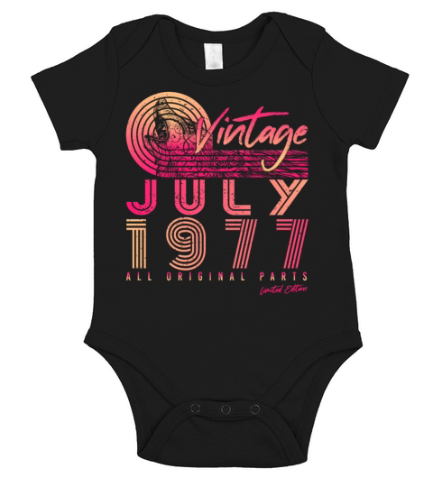 Vintage 1977 July Short Sleeve Baby One-Piece