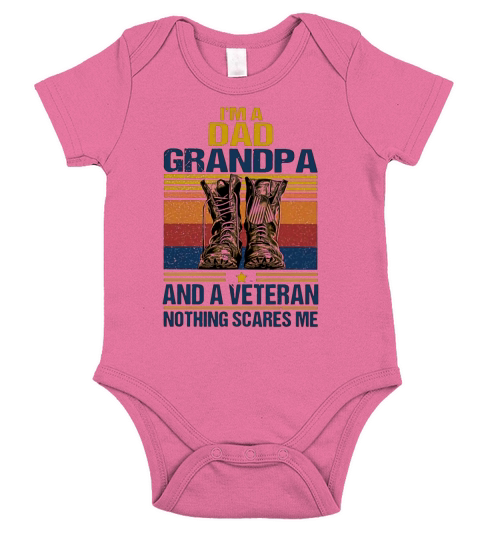 Vintage I’m a dad grandpa and a veteran nothing scares me Short Sleeve Baby One-Piece
