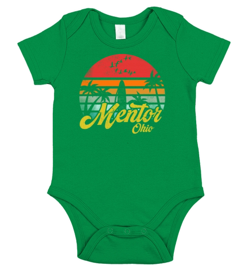 Vintage Mentor Ohio Surfing Retro Surf Humor Pun Short Sleeve Baby One-Piece