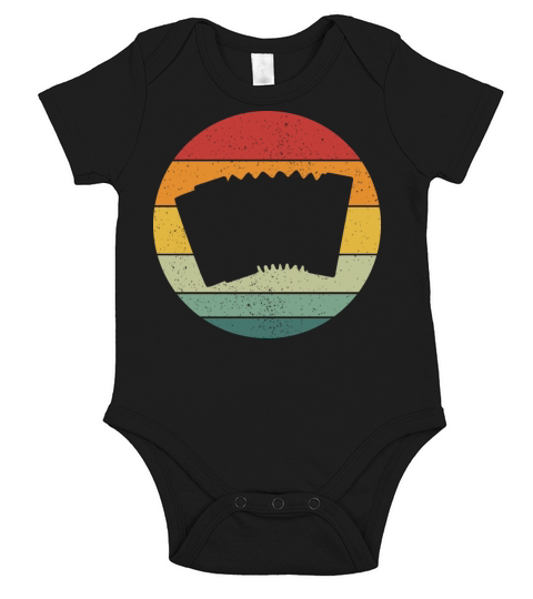 Vintage Retro Accordion Vintage Music Short Sleeve Baby One-Piece