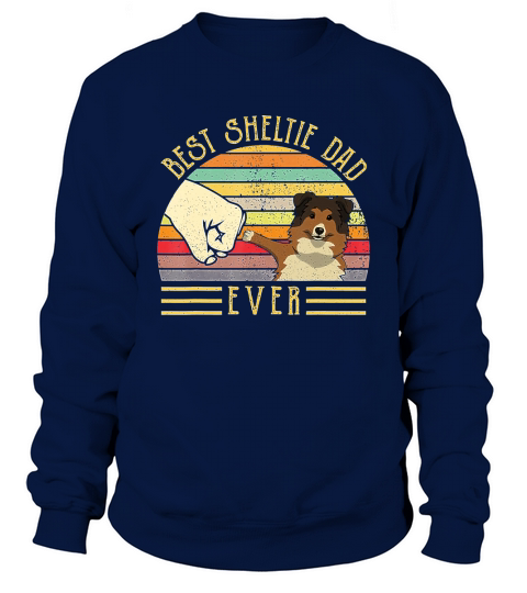 Best Sheltie Dad Ever Retro Vintage Sunset Sweatshirt Unisex