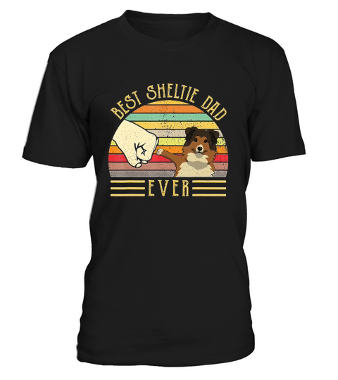 Best Sheltie Dad Ever Retro Vintage Sunset T-Shirt Unisex