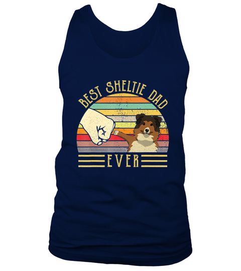 Best Sheltie Dad Ever Retro Vintage Sunset Tank Top Unisex