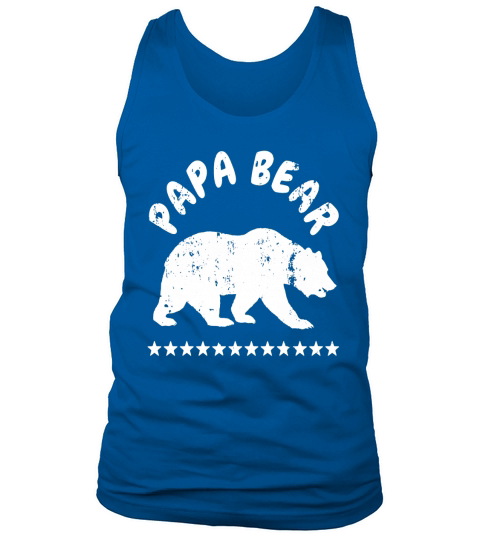 Mens Big Papa Bear Fathers Day T-Shirt for Dad Distressed Style Tank Top Unisex
