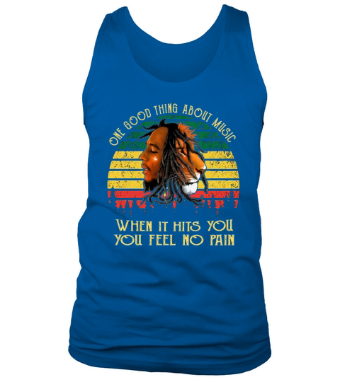 Vintage bob marley iron lion zion one good thing about music when it hits you you feel no pain Tank Top Unisex