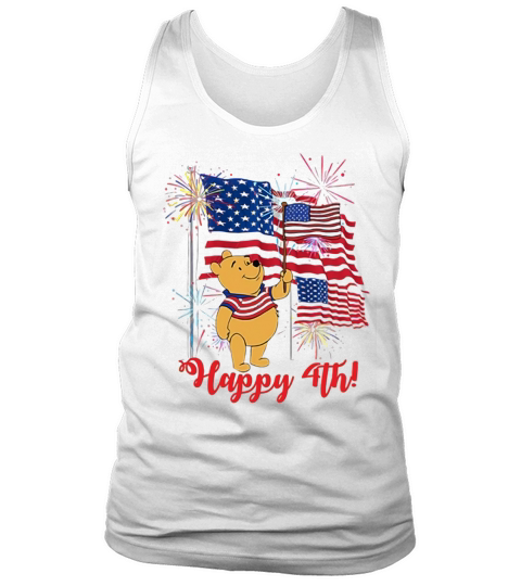 Winnie The Pooh Happy 4th July American Flag Tank Top Unisex