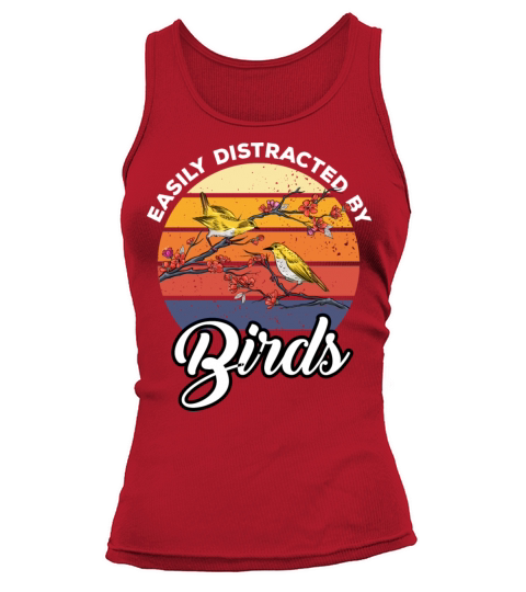 Easily Distracted Funny Vintage Birds Lovers Retro Tank top Woman