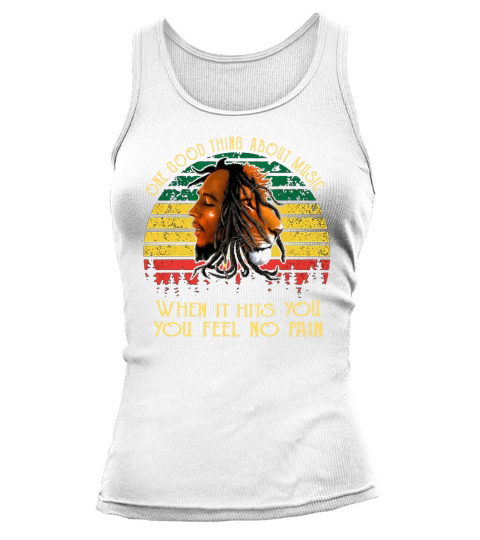 Vintage bob marley iron lion zion one good thing about music when it hits you you feel no pain Tank top Woman