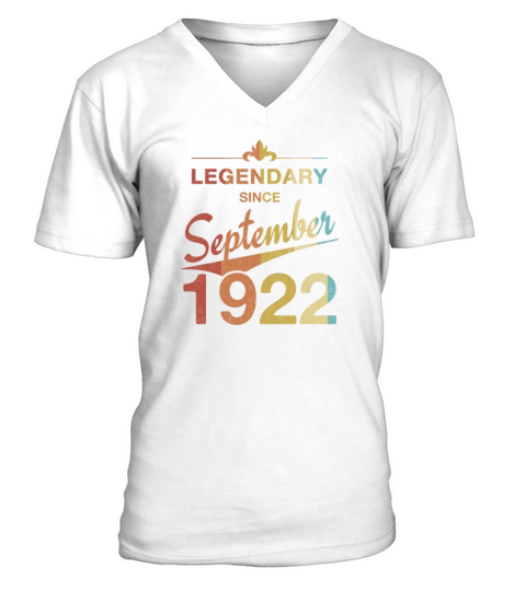 100th Birthday 100 Year Old Born September 1922 V-Neck T-shirt