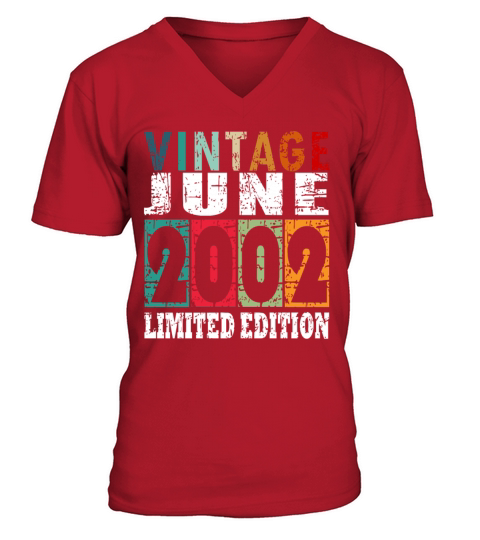 2002 vintage born in June gift V-Neck T-shirt