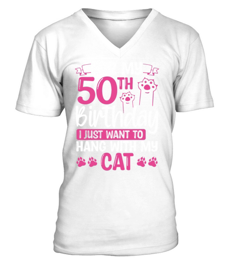 50 Year Old Cat Mom my Cat Dad Kitty 50th Birthday V-Neck T-shirt