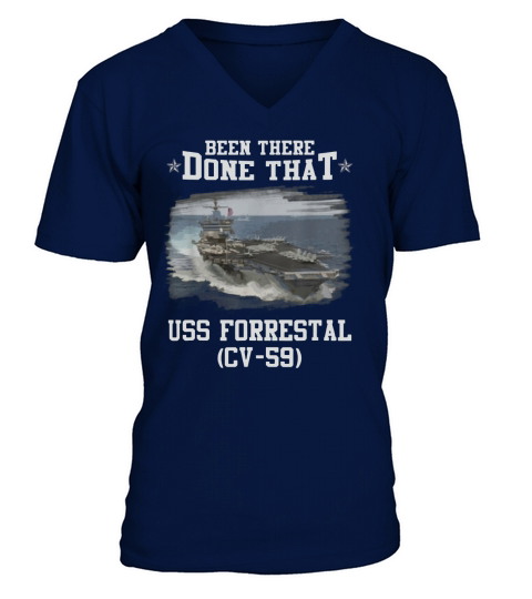 Awesome CV-59 USS FORRESTAL Navy Ships Tee shirt V-Neck T-shirt