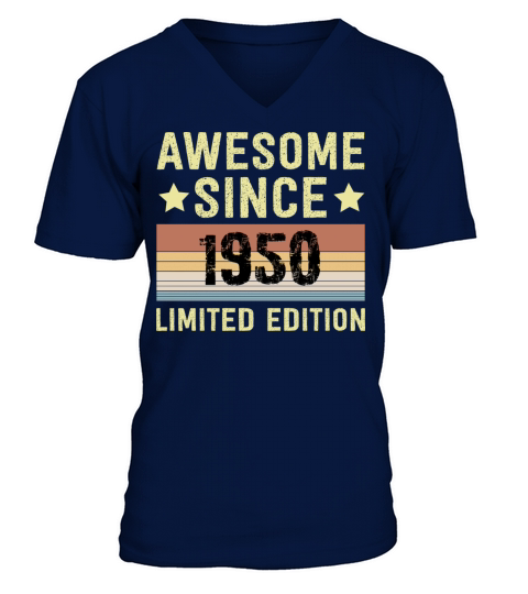 Awesome Since 1950 Retro 72 Years Old Birthday V-Neck T-shirt