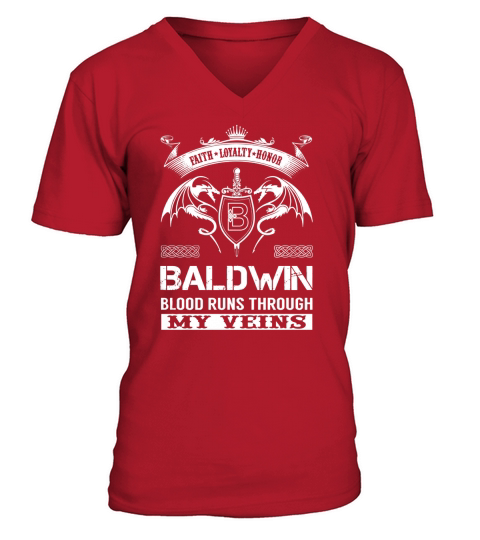 BALDWIN Blood Runs Through My Veins Name Shirts V-Neck T-shirt