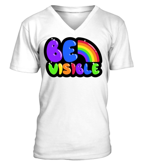 Be Visible Quote Rainbow Badge V-Neck T-shirt