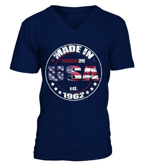 Birthday Saying Born USA 1962 V-Neck T-shirt