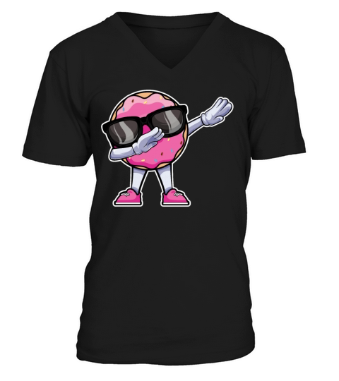 Dabbing Donut Funny Doughnut Donut Lover Dab Dance V-Neck T-shirt