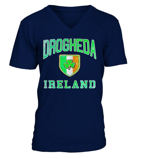 Drogheda Ireland Distressed Irish Pride Blac V-Neck T-shirt