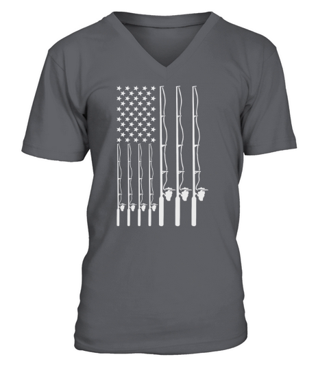 Fishing American flag V-Neck T-shirt
