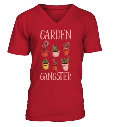 Garden Gangster Gardening Plant Gardener Botanical V-Neck T-shirt