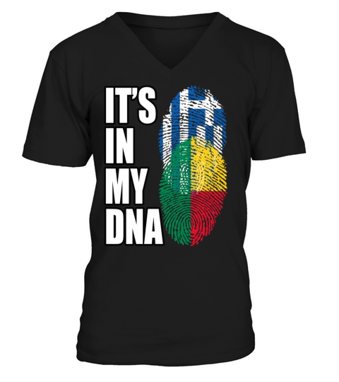 Greek And Benin Mix Heritage DNA Flag V-Neck T-shirt